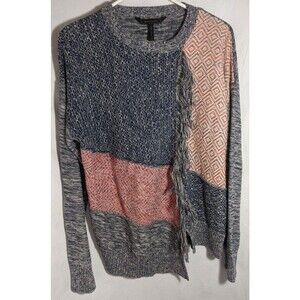 BCBGMAXAZRIA Cotton Tunic Sweater ~ Size: S ~ Fringe Lined Front